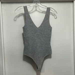 American Eagle Outfitters Gray Ribbed Bodysuit